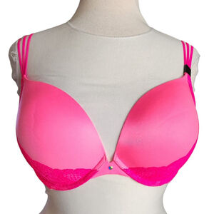 Victoria's Secret Very Sexy Push-Up Bra 36DD Neon Hot Pink Lace Rhinestone NWT